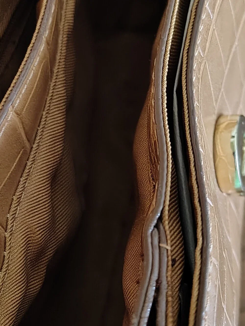 a new day Croc-Embossed Satchel Handbag in Light Brown